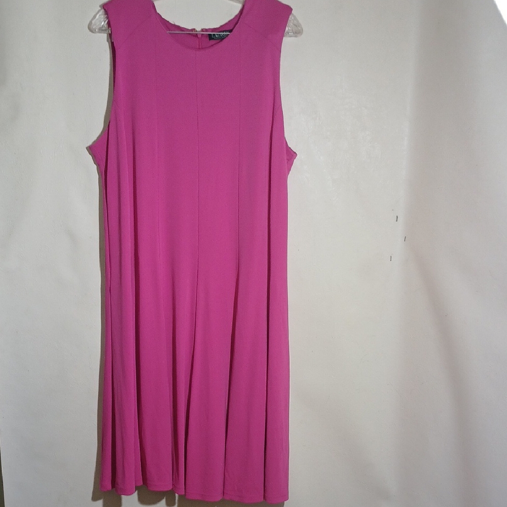Ralph Lauren Vibrant Pink Midi Dress Sleeveless Size 2X